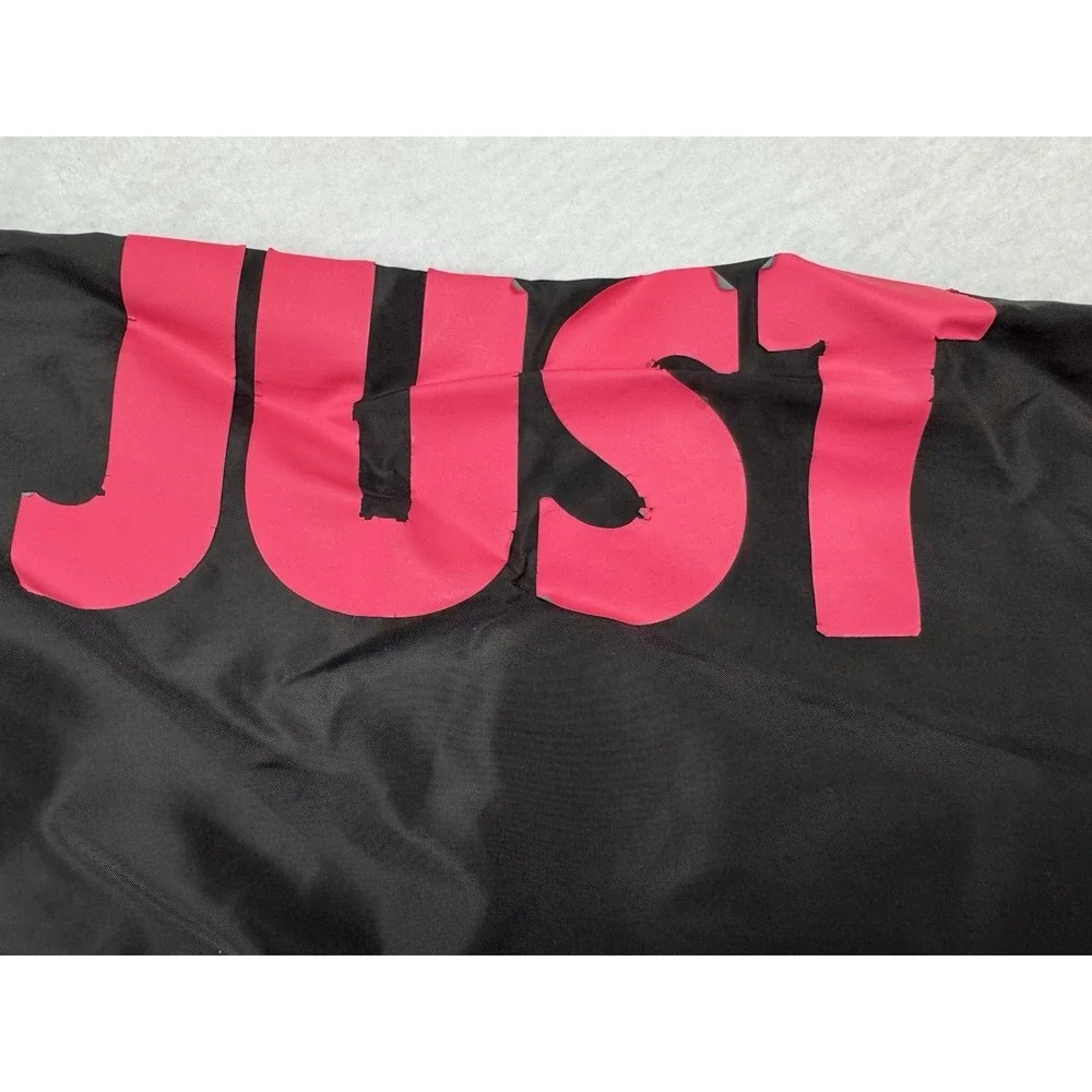 Nike‎ Windbreaker Jacket Kids Size 6 Black Pink Just Do It Full Zip Hooded